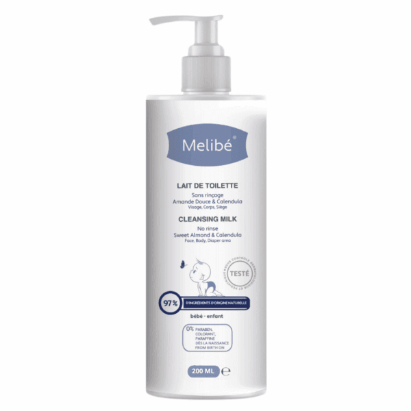 Melibé Bébé Lait de Toilette Enrichi en Huile d’Amande Do…