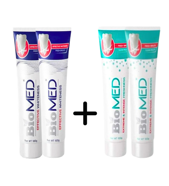 Biomed Pack 4 Dentifrices 2 Dentifrices Effective 100g+2 Dentifrices Extreme 100g