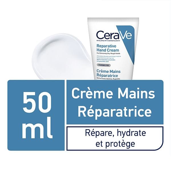 CeraVe Crème Réparatrice Mains Sèches et Abîmées | 50ml | Acheter au Maroc