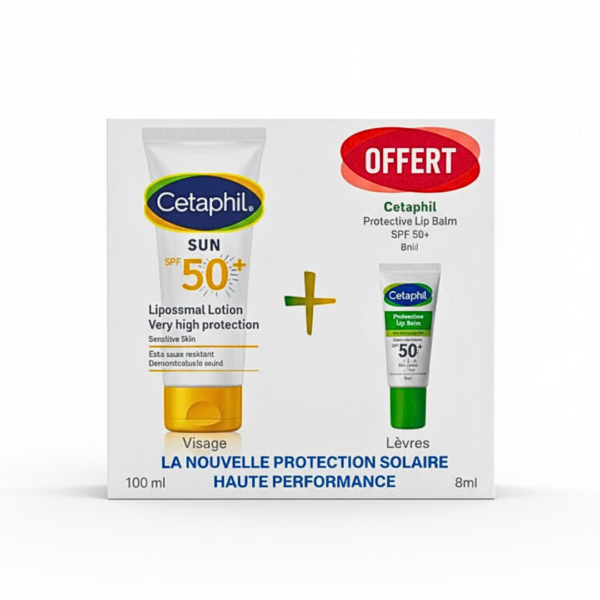 Cetaphil Sun Lotion Gel Spf50+ 100ml+Protective Lip Balm Format Voyage Pack | Acheter au Maroc