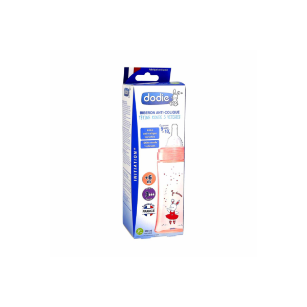 Dodie Biberon Initiation+ 330Ml Rose Danse +6 M | Acheter au Maroc