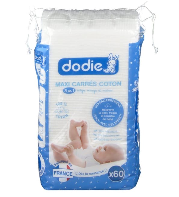 Dodie maxi carres coton 3en1 60pcs | Acheter au Maroc