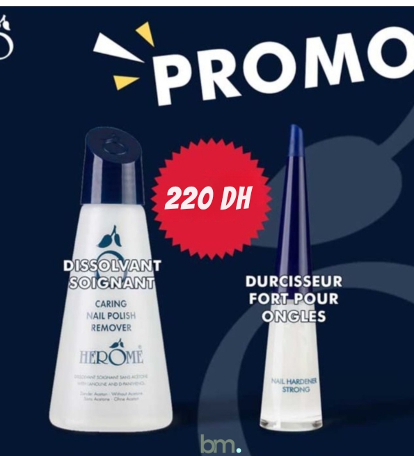 Herôme Pack Durcisseur Fort Pour Ongles + Dissolvant | Acheter au Maroc