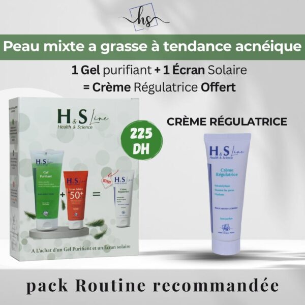H&S Line Gel Purifiant 200ml + Ecran Solaire 50ml + Creme Regulatrice 50ml Pack | Acheter au Maroc