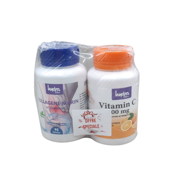 Hydra Plus Collagene Marin 90gelules+Vitamin C 36 Comprimes Pack | Acheter au Maroc