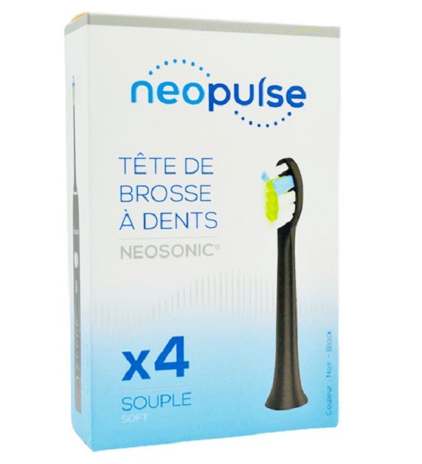 NEOPULSE Recharge 4 Tetes de Brosse à Dent Souple Noir | Acheter au Maroc