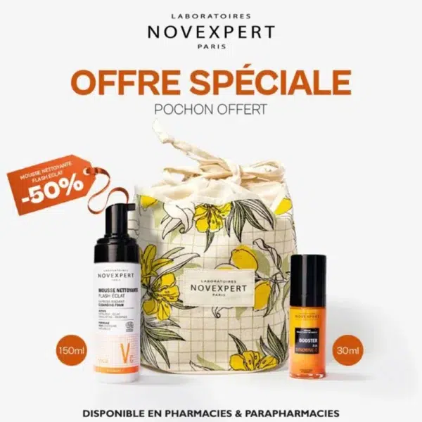 Novexpert Duo Booster Eclat Serum Booster Vitamine C+Mousse Flash Eclat -50% | Acheter au Maroc