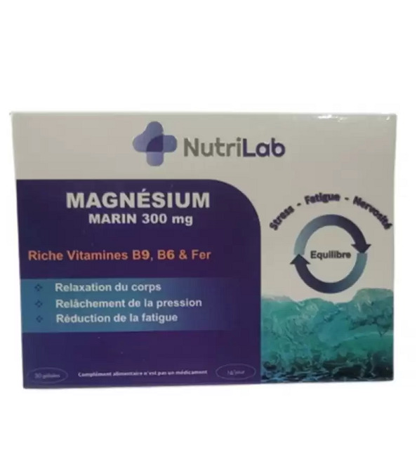 NUTRILAB Magnesium Marin 300mg 30 Gelules | Acheter au Maroc