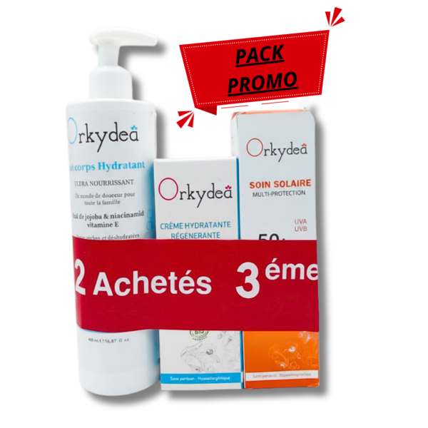 Orkydea Lait Corps Hydratant+Ecran Solaire+Creme Hydratant Pack | Acheter au Maroc