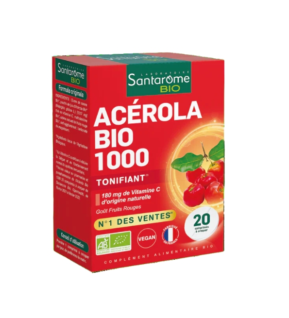 SANTAROME ACEROLA 1000 TUBE 20 COMPRIMES | Acheter au Maroc