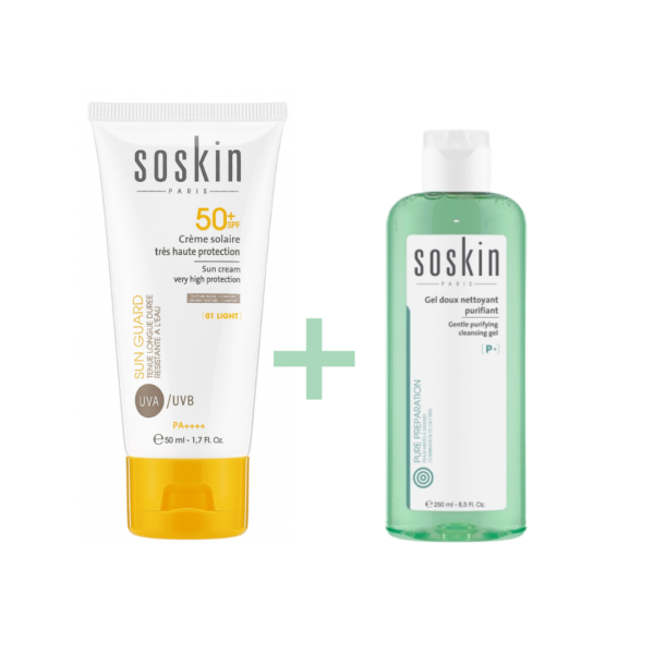 Soskin Creme Solaire Teinte 01 50ml + Gel Doux Nettoyant 100ml Pack | Acheter au Maroc