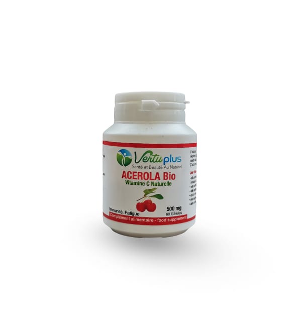 VERTU PLUS ACEROLA BIO VITAMINE C NATURELLE 500 MG 60 GÉLULES | Acheter au Maroc