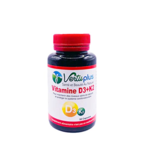 Vertu Plus Vitamine D3+K2 50 Capsules | Acheter au Maroc