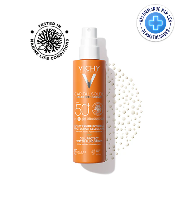 VICHY CAPITAL SOLEIL SPF50+ SPRAY FLUIDE INVISIBLE PROTECTION CELLULAIRE 200ML | Acheter au Maroc