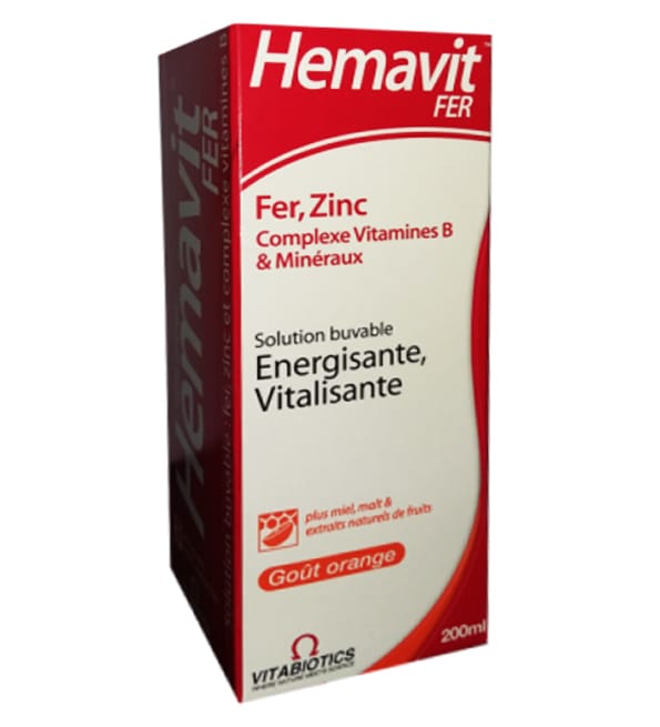 Vitabiotics - Hemavit Fer Complexes Vitamines B et Minéraux Liquide - 200ml | Acheter au Maroc