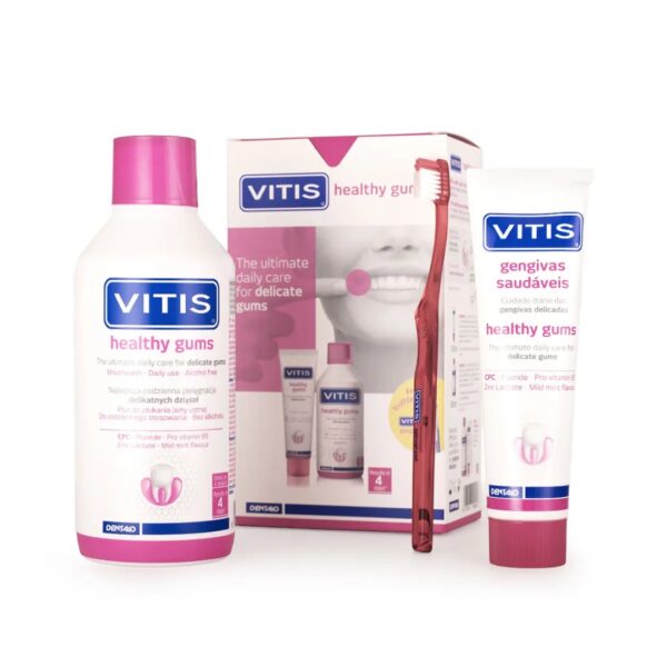 Vitis Gingival Dentifrice 75ml + Bain de Bouche 500ml + Brosse à Dent | Acheter au Maroc