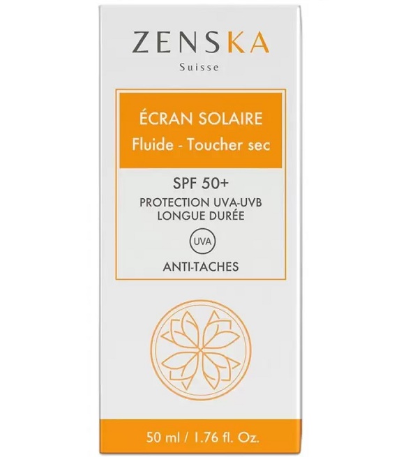 ZENSKA ÉCRAN SOLAIRE FLUIDE TOUCHER SEC – 50ml | Acheter au Maroc