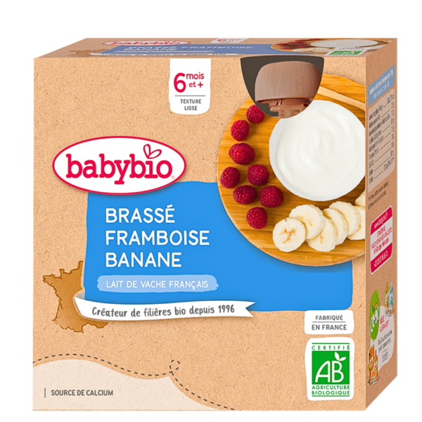 Babybio Gourde Brasse Framboise Banane 4x85g | Acheter au Maroc