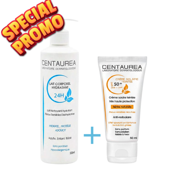 Centaurea Lait Corporel Hydra 200ml +Ecran Teinte Spf50+ 50ml Pack | Acheter au Maroc